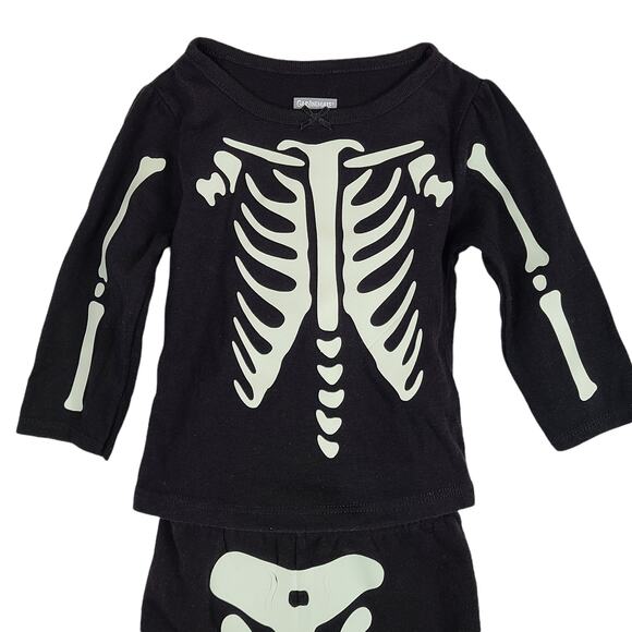 Garanimals black glow in the dark skeleton tee shirt sweatpants 6-9 months - Picture 5 of 11